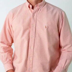 Ralph Lauren Yarmouth Oxford Shirt Mens 16-34 Pink Long Sleeve Button-Down
